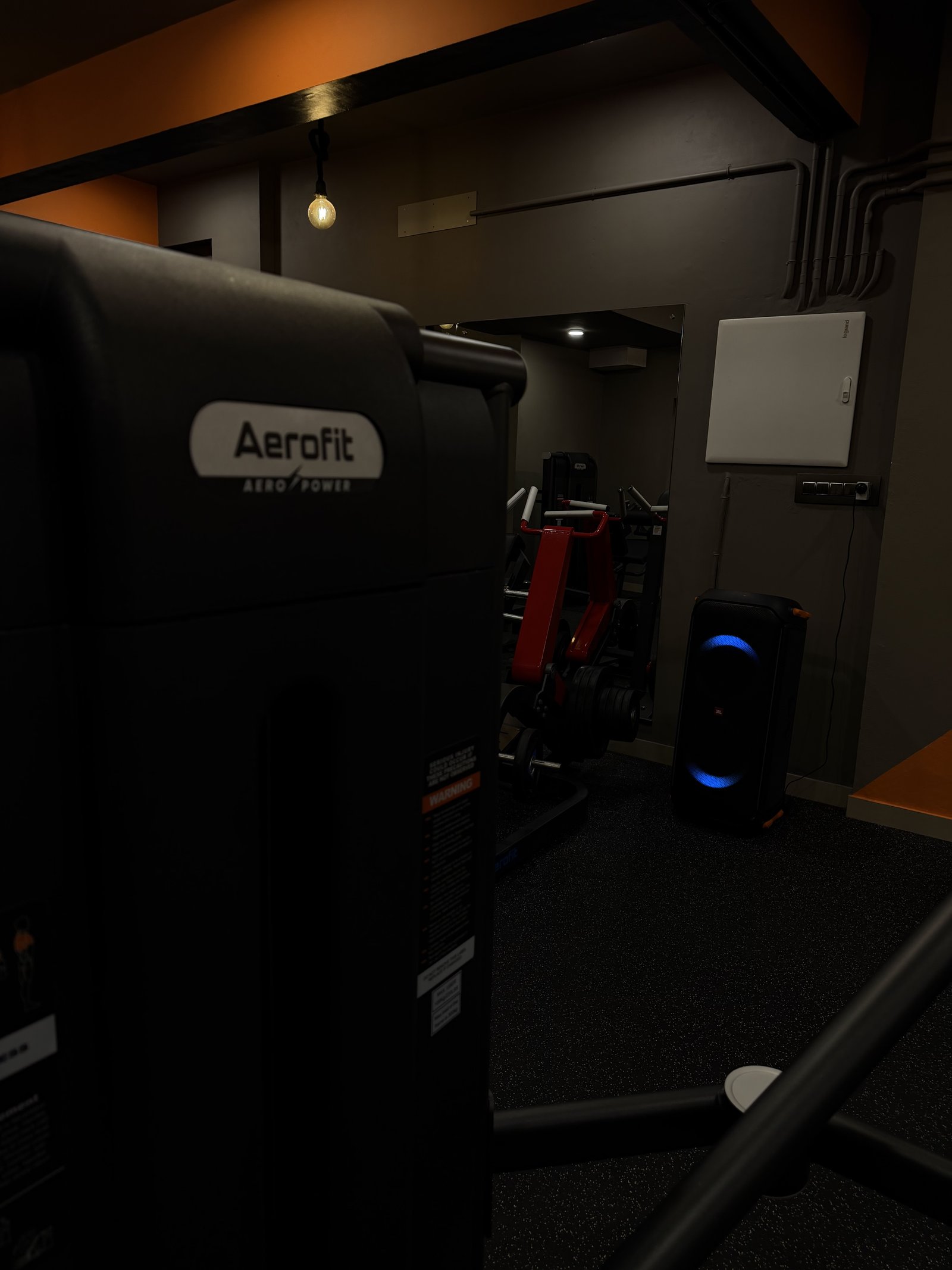 Aerofit station and floor speakers at Punch Fitness Koratty